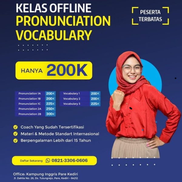 Pronunciation Class di ACCESS-ES dirancang khusus buat Kamu yang masih pemula dan ingin memiliki kemampuan berkomunikasi dengan menggunakan bahasa inggris secara aktif, khususnya pada pelafalan kata, serta menguasai beberapa fitur lain dengan menggunakan metode efektif. So, dengan mengikuti Pronunciation Class maka pelafalan Kamu dapat terdengar lebih fasih dan semakin percaya diri kalau ngobrol langsung sama native speaker.