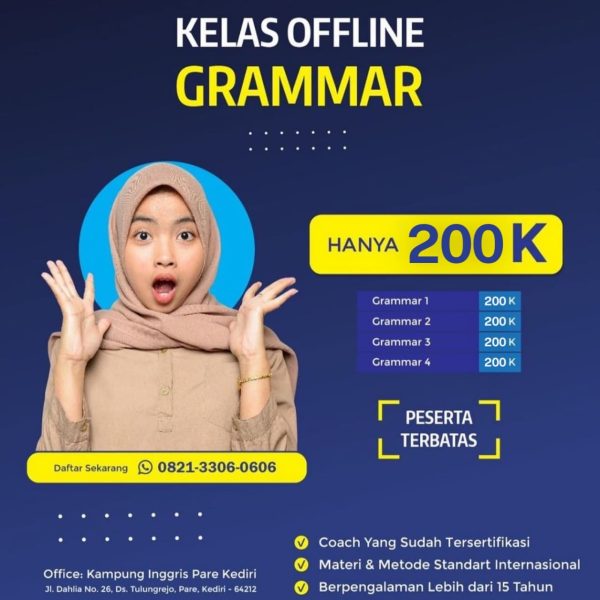 GRAMMAR Intensive merupakan kelas yang dirancang khusus untuk Kamu yang ingin memiliki kemampuan berkomunikasi dengan menggunakan bahasa inggris secara tertulis